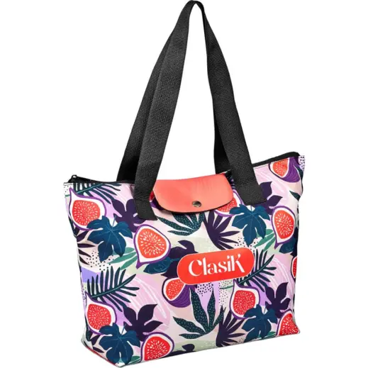 Hoppla Rosebank Polyester Roll-Up Tote Bag Branded Front